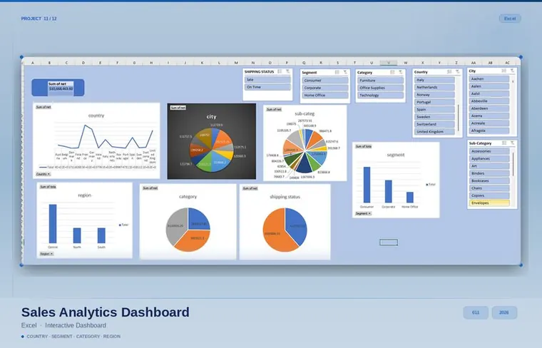Sales Analytics Dashboard — Excel preview